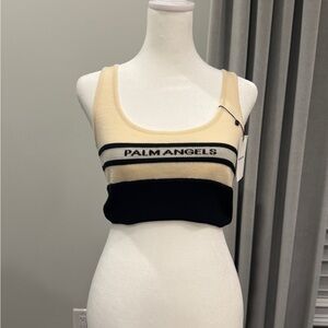 Palm Angels Beige and Black Sports Bra